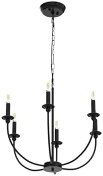 Depuley 6-Light Black Farmhouse Chandelier with E12 Sockets