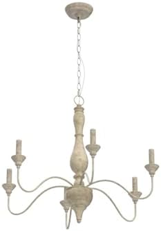 LNC French Country 6 Light Wood Chandelier with Rust Arms