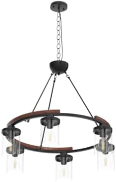 28-Inch Wagon Wheel Chandelier 6-Light Farmhouse Style