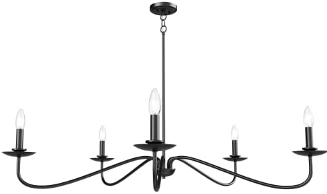 Farmhouse Chandelier Black 5 Light Adjustable Height