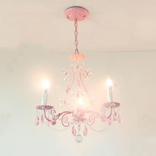 Pink Chandelier for Girls Room Kids Bedroom Light Fixture