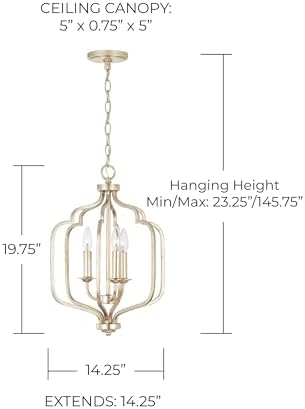 Capital Lighting 538731WG Ophelia 3-Light Pendant Light Winter Gold