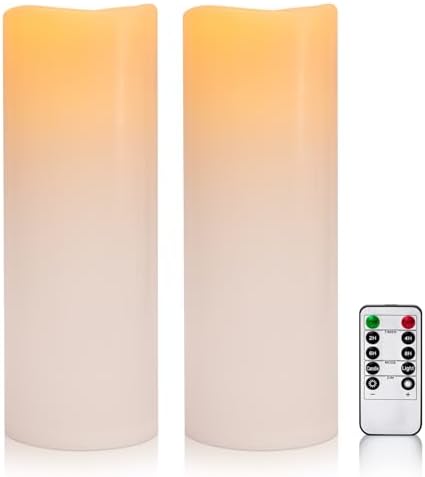 Yongmao 5x14 Inch Waterproof Flameless Candles Set of 2 with Remote and Timer
