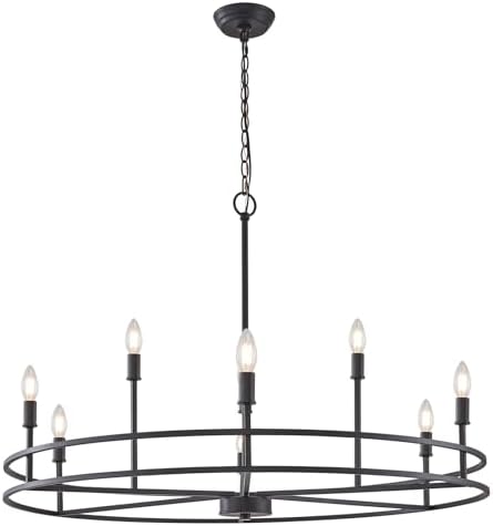 Modern Round Black Chandelier 9 Light Fixture
