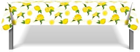 MOZUI 2 Pack Lemon Plastic Tablecloths 54x87 Inch
