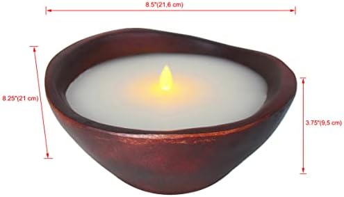 CVHOMEDECO Farmhouse Wood Bowl Flameless LED Candle