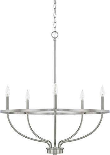 HomePlace Lighting Greyson Round Candle Chandelier 5-Light 300W Brushed Nickel