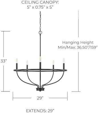 HomePlace Lighting Greyson Urban Industrial Chandelier 5 Light