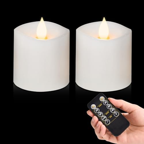 Realistic Flameless Candles with Remote Timer Set of 2