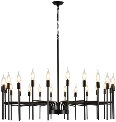 Black Chandelier 24 Light Modern Farmhouse Ceiling Light for Entryway Foyer