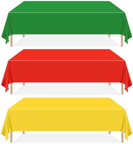 3 Pcs Christmas Tablecloths - Red Green Yellow