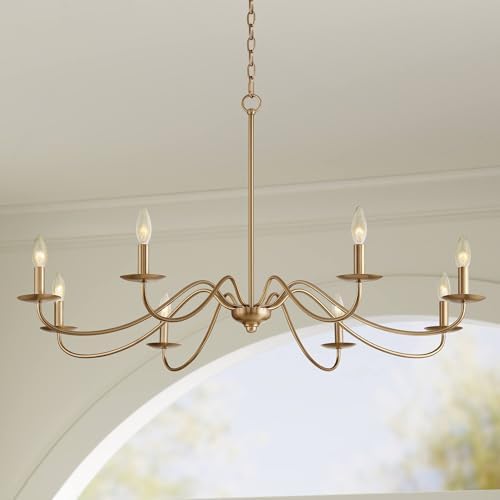 Franklin Iron Works 42 Inch 8 Light Gold Chandelier