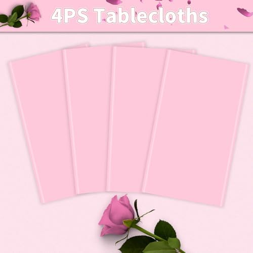 4 Pack Pink Tablecloths for Valentine Day Party