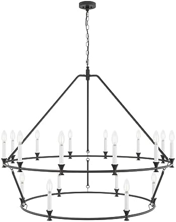 Aiwen 18 Light Wagon Wheel Chandelier 49 Inch Industrial 2 Tier Ceiling Light