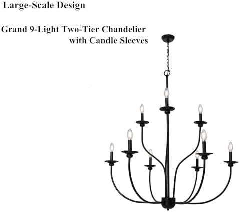 LOG BARN Black 9-Light Farmhouse Chandelier
