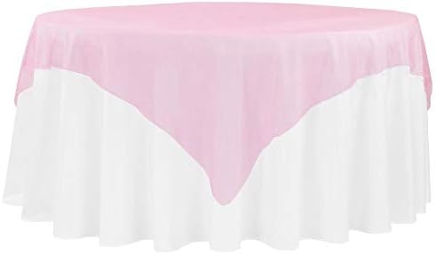 Pink Organza Square Table Overlay 72 1 Count