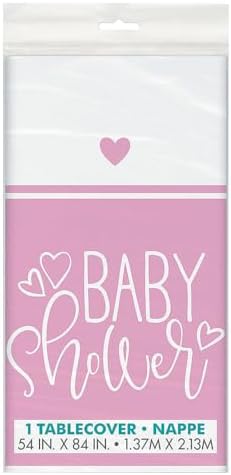 Fun Express 54 x 84 Pink Hearts Baby Shower Tablecloth