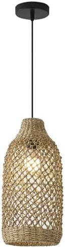 Farmhouse Chandelier with 1 Light Candle Rattan