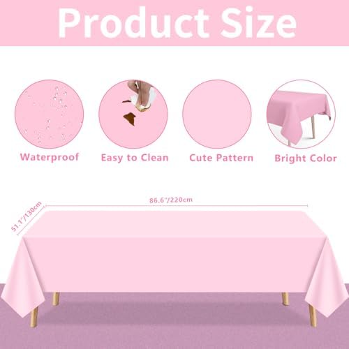4 Pack Pink Tablecloths for Valentine Day Party