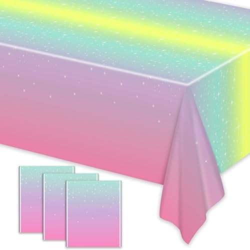 Pastel Rainbow Table Cloths 3-Pack - 86x51 Inches