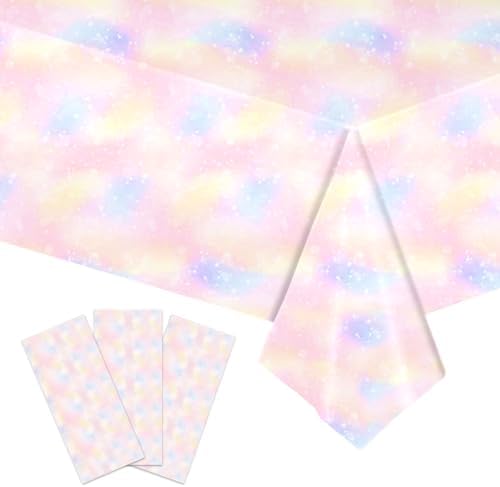 3Pcs Pastel Rainbow Tablecloths for Parties