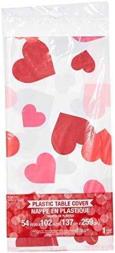 Creative Converting Pink and Red Hearts Valentines Plastic Tablecloth