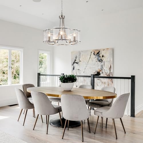 Modern Textured Glass Chandelier with 5 Lights