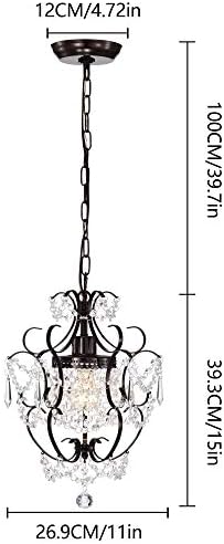 Bronze Chandelier with Acrylic Crystals 1 Light Fixture