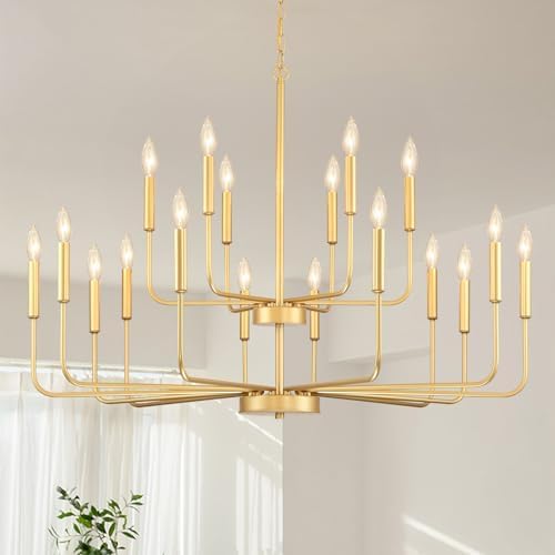 GIFARICH 18-Light 2-Tier Gold Chandeliers for Dining Room