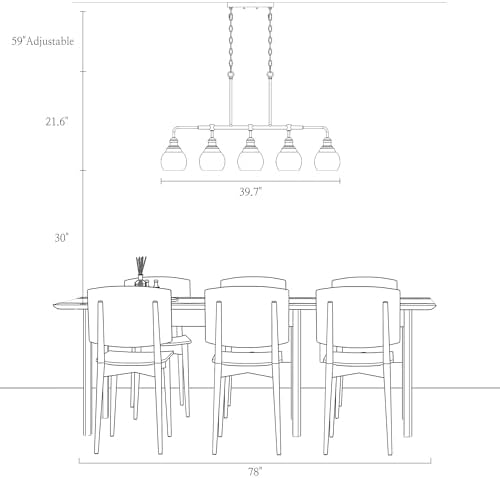 Black Gold Chandelier for Dining Room and Kitchen Island