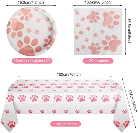 Puppy Birthday Decorations with 20 Plates and Napkins