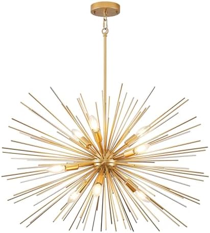 32in Gold Sputnik Chandelier 9-Light Modern Fixture