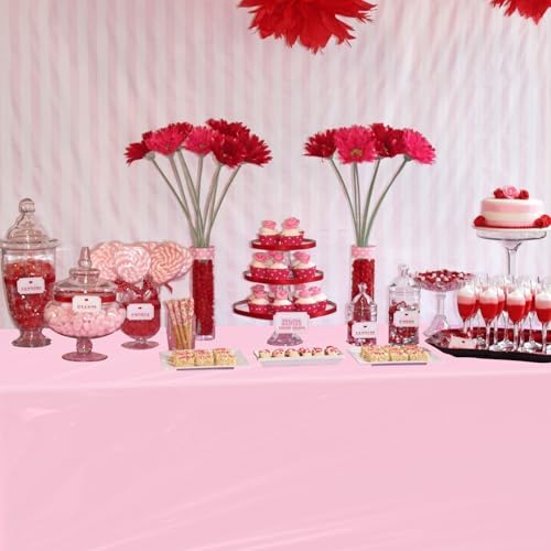 4 Pack Pink Tablecloths for Valentine Day Party