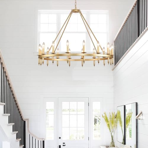 40 Inch Gold Wagon Wheel Chandelier with 16 Lights