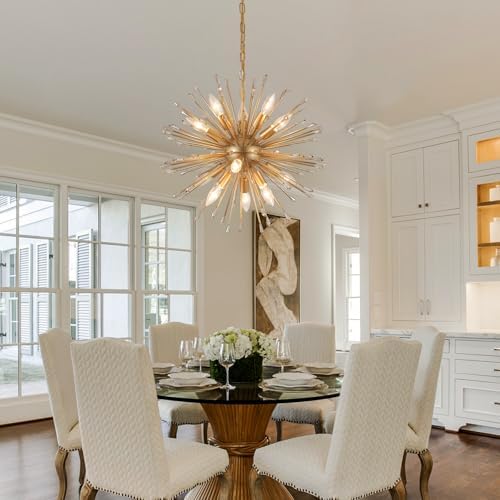 Modern Sputnik Chandelier Gold Firework 12-Light Design