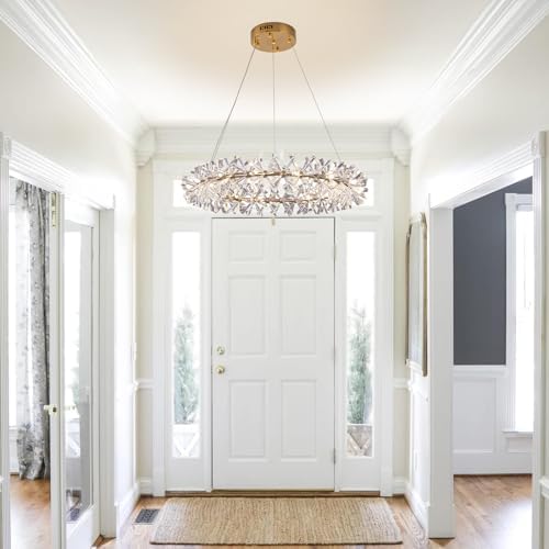 Modern Crystal Chandelier D24 Gold Ring Ceiling Light Fixture