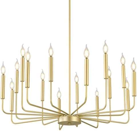 Modern Gold Farmhouse Chandelier with 16 Lights
