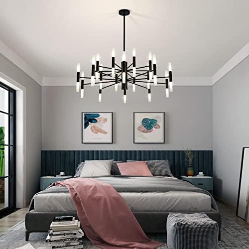 Black Farmhouse Chandelier with 40 Lights 393 Inch Round Industrial Pendant Light