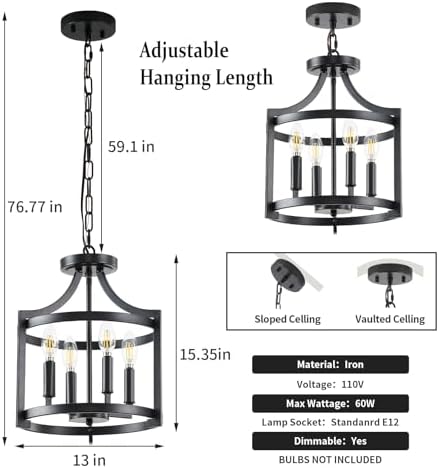 Black Modern Farmhouse Chandelier Dining Room Light