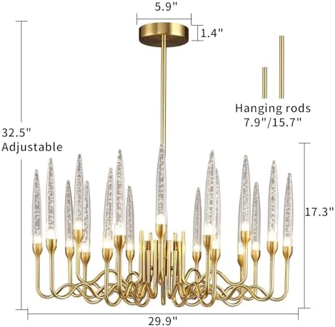 ziidoo 20 Light Retro Chandelier Dining Room Ceiling Light Fixture