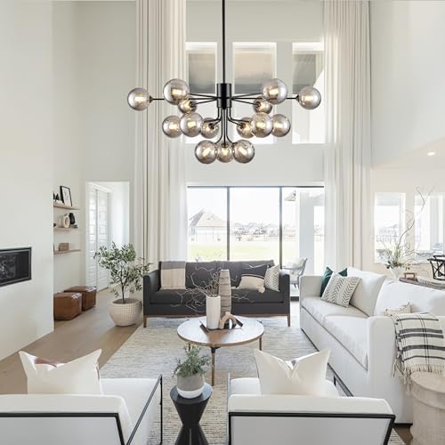 15 Light Sputnik Chandelier Black Modern Ceiling Light Fixture