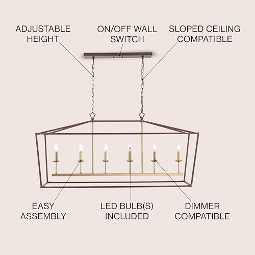 JONATHAN Y JYL7439D 49 Inch 6 Light Linear Classic Traditional Metal LED Pendant