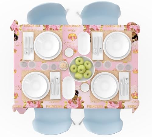 Yuzioey 3 Pack Princess Tablecloths - Royal Pink Baby Shower Decorations