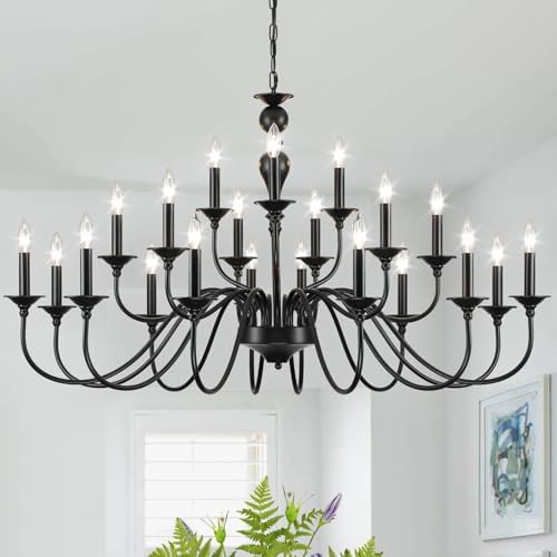 Black 21 Light Farmhouse Chandelier for Dining Room