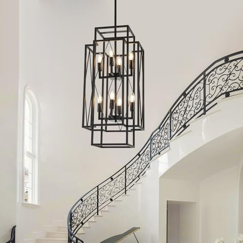 315 Inch Black Farmhouse Chandelier with 8 Lights