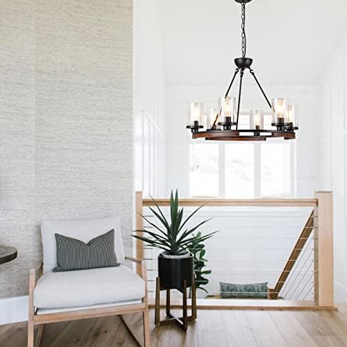 28-Inch Wagon Wheel Chandelier 6-Light Farmhouse Style