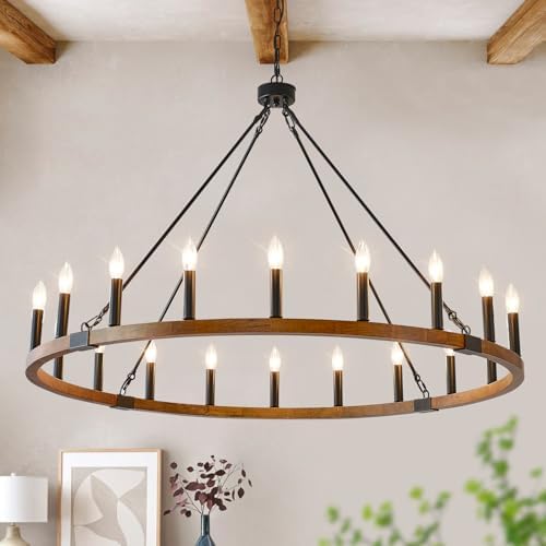 HHR 48 Inch Farmhouse Chandelier 20 Light E12