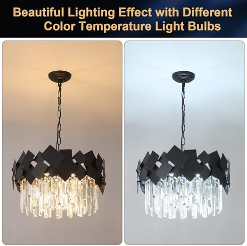 Modern Crystal Chandelier Black Round 7-Light Luxury Ceiling Light