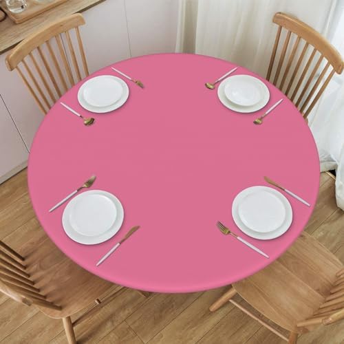 Pink Round Fitted Tablecloth for 40-44 Inch Tables