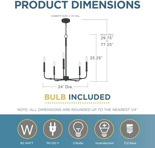 Quoizel Abner 5-Light Matte Black Chandelier